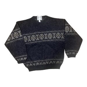 Vintage Wool-Blend Geometric Grandpa Sweater Alessandro B. Made in Italy L